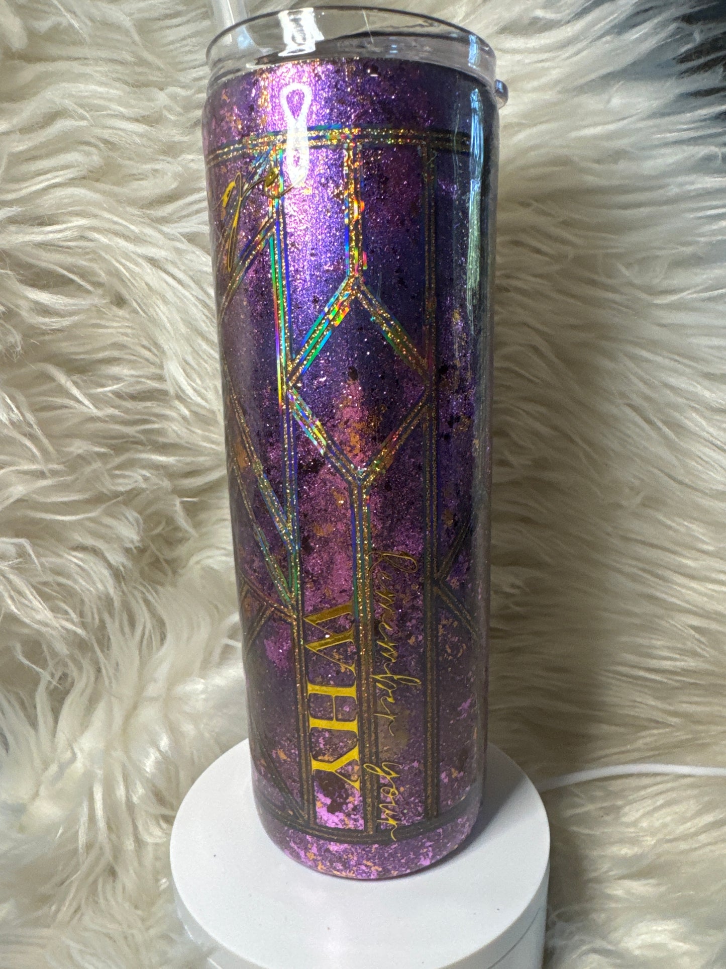 RTS 20oz tumbler purple and gold “ remember your why, life is tough darling but so are you “