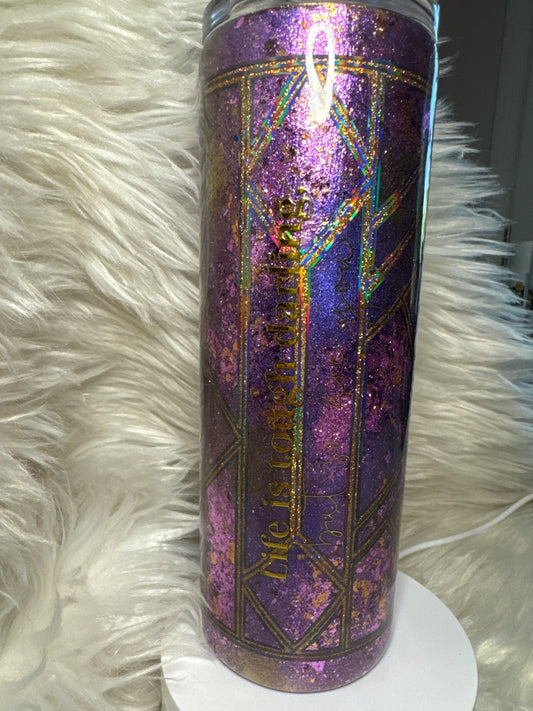 RTS 20oz tumbler purple and gold “ remember your why, life is tough darling but so are you “