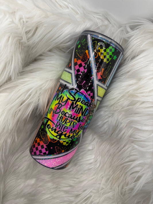 RTS 20oz neon retro hearts and checkerboard.