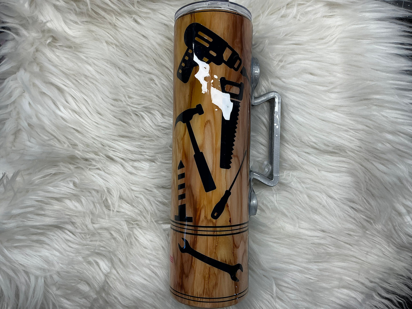 32oz wrench handle with tools and wood grain